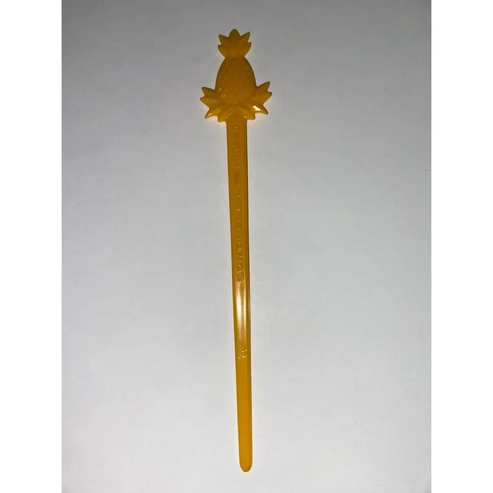 Continental To Hawaii Vintage Yellow Pineapple‎ Swizzle Stick